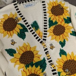 Vintage Sunflower Bumblebee Sweater Cardigan🌻🐝